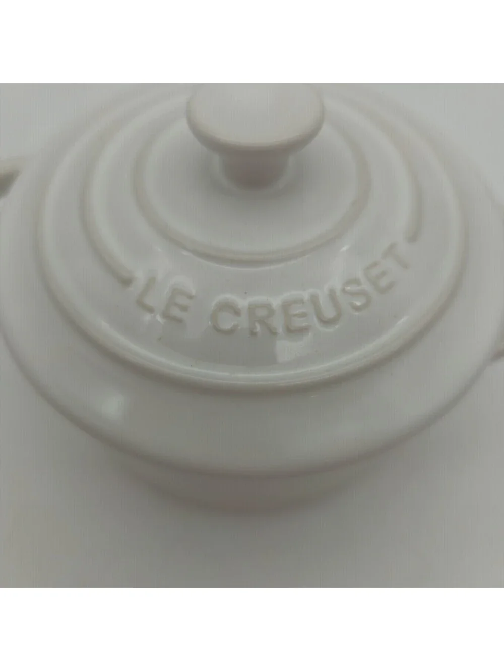 Le Creuset Mini Cocotte w/Lid  Stoneware 8oz White EUC